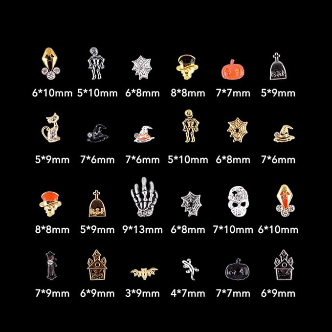 240Pcs Halloween Nail Crystal Rhinestones Kit, 3D Witch Pumpkin Bat Sequins for Acrylic Nails, Halloween Party Supplies Glitter Manicure DIY Crafts Decoration