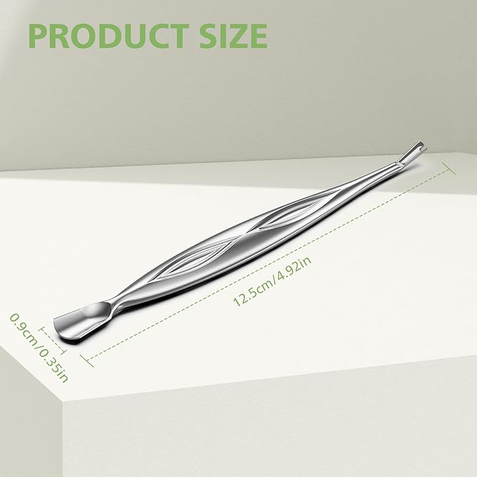 BALUCA 2-in-1 Cuticle Pusher & Trimmer with Fork – Professional Stainless Steel Nail Cuticle Remover Tool for Pain-Free Manicure & Pedicure – Durable Metal Cuticle Nippers and Scraper, Silver