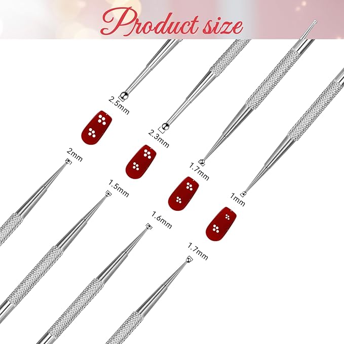 4 Pcs Double-Ended Dotting Tools, Professional Nail Art Brushes, Stainless Steel Nail Design Kit, Rhinestone Picker, Pottery and Polymer Clay Tools