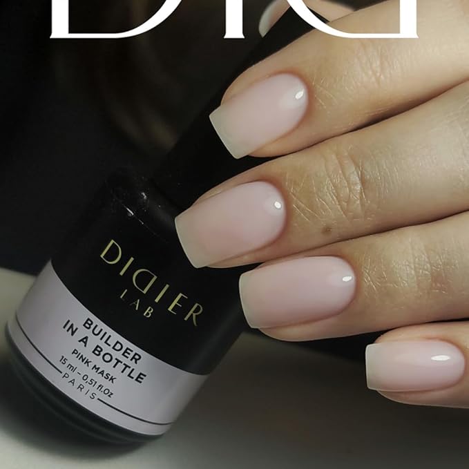 DIDIER LAB Premium Builder Gel in a Bottle - Pink Mask - Strengthens Natural Nails - LED UV Builder Gel for Nails - Hard Nail Builder for Nail Repair and Extensions 0.51 fl oz