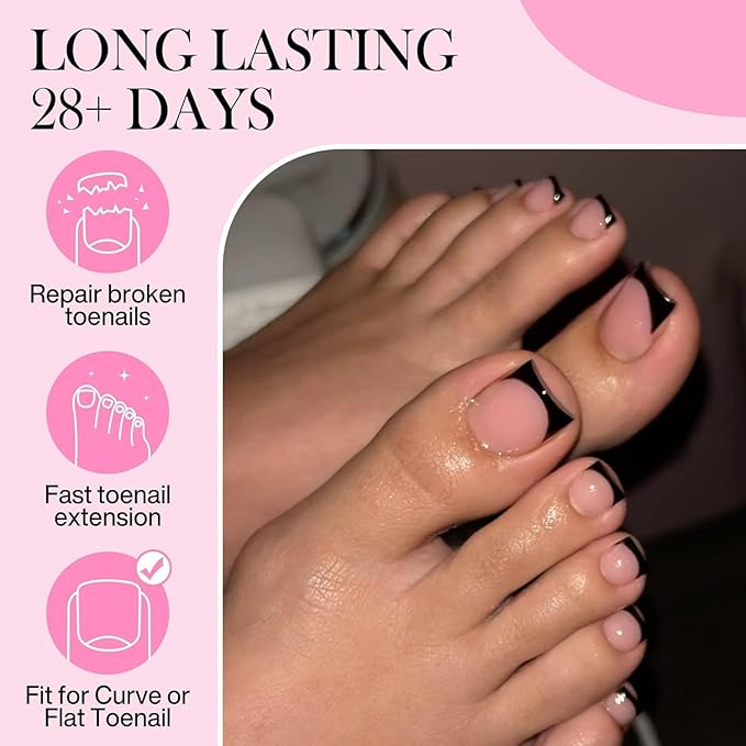 Square Toe Nail Press Ons French Style Toe Tips 240pcs Clear False Fake Toenails for Faster Toe Nail Extension Kit Home DIY Art Salon 15 Sizes Acrylic Nails, Luckyfairy