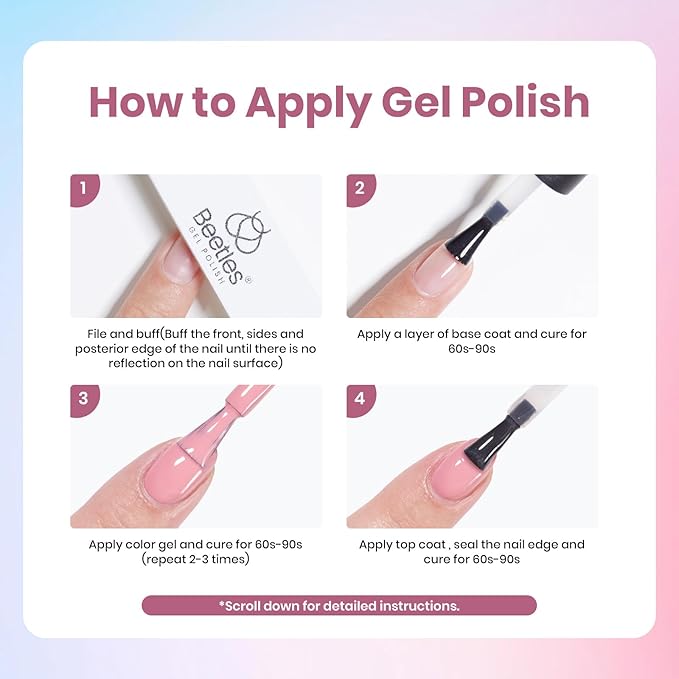 Beetles Gel Nail Polish Kit with U V Light - 16 Pcs 8 Color Gel Polish Starter Kit Pink Nude Purple Grey Glitter Color Gel and Base & Top Coat Soak Off DIY Kit Manicure Gifts for Women Girls Teens