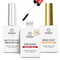 Beetles Hema Free Gel Top and Base Coat with Matte Top Coat Set, 3Pcs for Gel Nail Polish Soak Off UV LED Long Lasting Glossy & Matte Finish Nail Art Essentials