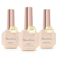 MelodySusie Top Coat Builder Gel Base Coat No Wipe Glossy Set Long Lasting Shine Finish Soak Off UV LED Nail Lamp Nail Polish Art Design Manicure Kit Perfect Gifts for Women Girls 3 Pcs 15ml Clear