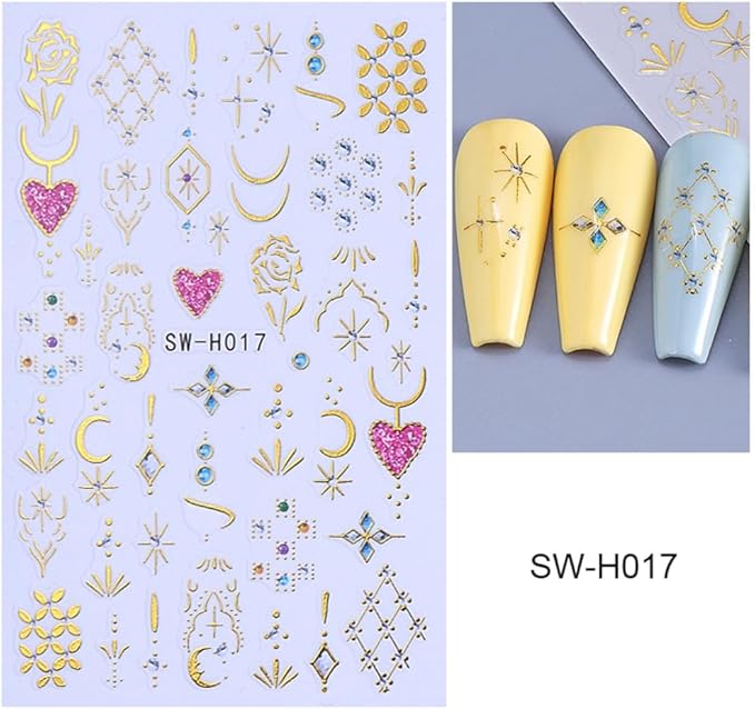 5 Sheets Valentine's Day Hearts Necklace Nail Stickers