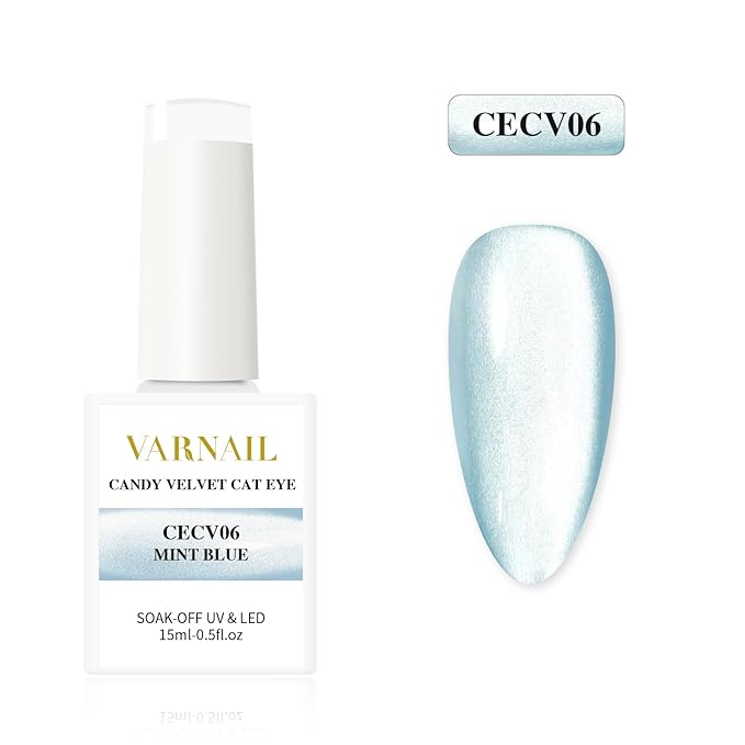 VARNAIL Candy Velvet Cat Eye Gel Polish Kit 6 Colors, Glitter 9D Holographic Gel Polish with Magnet, Soak off U V Light Gel Nail Polish Set15 ml/Bottle, Salon Quality Magnetic Gel Nail Polish