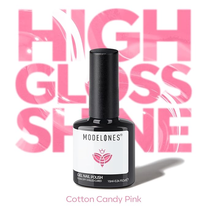 modelones Pink Gel Nail Polish Hot Pink Bubblegum Peach Valentine Gel Nail Polish Summer Vibrant Fluorescent Polish Soak Off LED Nail Art DIY Nail Manicure 15ML