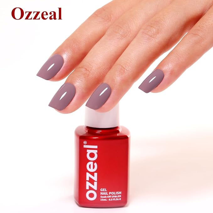 Gel Nail Polish, 0.5 Fl Oz Grayish Pink Gel Polish Autumn Winter Nude Art DIY Starter Manicure Salon Soak Off LED UV