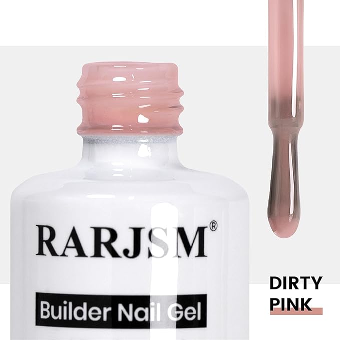 RARJSM Rubber Base Coat Gel Polish Nude Dirty Pink Skin Tone Rubber Base Gel for Nails Natural Nude Color French Manicure Extend Gel Soak Off Curing Requires Single Bottle 15ml Salon Home DIY Use