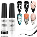 Black And White Gel Polish, 2PCS 8ML Gel Nail Polish Art Liner Set for French Tips Swirls Lines Gels Paint with Build in Thin Brush Detailing Draw Design Home Manicure Salon Supply UV Curing