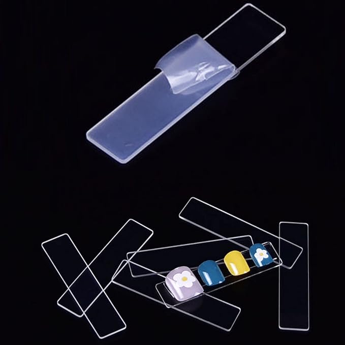 Nail Art Display Clear Stand Practice Holder 50 Pieces with 1 Roll 3M Double Sided Tapes for Acrylic Nails Salon or Home DIY