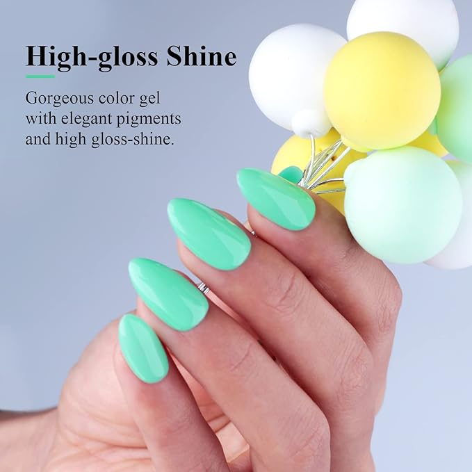 Imtiti Pastel Mint Green Gel Nail Polish, 0.5 Fl Oz LED & UV Gel Polish Spring/Summer Starter Kit