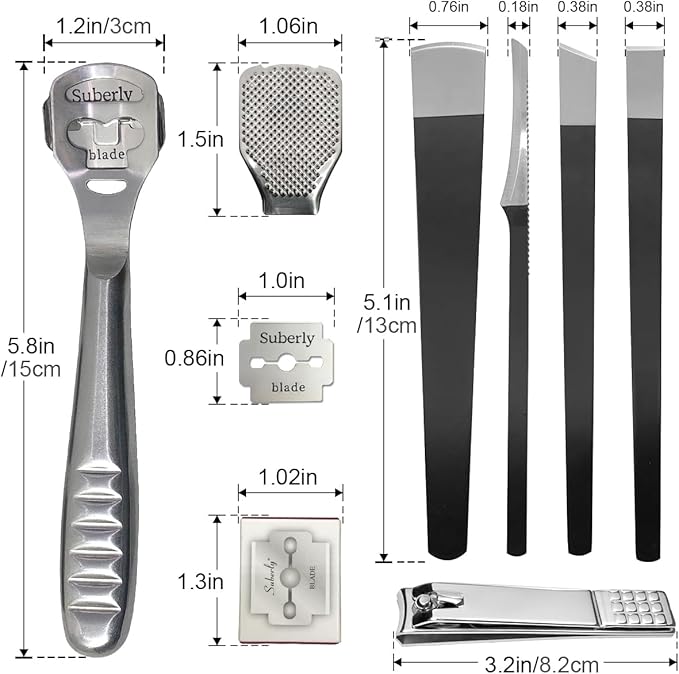 37 Pcs Callus Shaver for Feet Set, Foot Callus Shaver, (1 Foot Razor for Callus Removal &1 File Heads & 4 Pedicure Knife & 1 Nail Clippers & 30 Replacement Slices Blades)