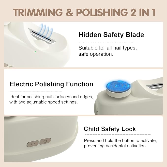 Electric Nail Clippers for Seniors,Smart Nail Clippers 2026 New 3 in 1 Electric Toenail Clipper with Polishing and LED Light,Smart Toenail Clipper 2 Adjustable Speeds for Adults,Baby (Pink)