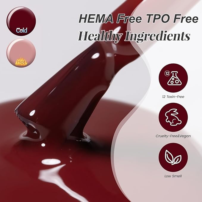 YTD Likomey Color Changing Gel Nail Polish,15ml Translucent Nude Pink Burgundy Red Mood Temperature Change Color Ombre Thermal Salon Home Fall Winter Manicure UV Varnish,WB08