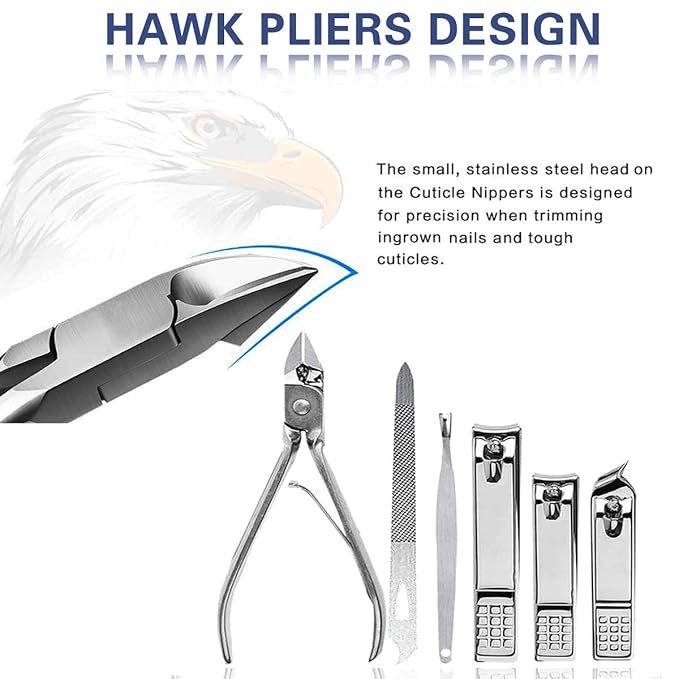 Manicure Set Pedicure Kit Professional 19 Pcs Nail Clipper for Men & Women Stainless Steel Sharp Cutter Grooming Nose Hair Scissors…Black Fingernails & Toenails with Portable Case (Wine red_19 pieces)