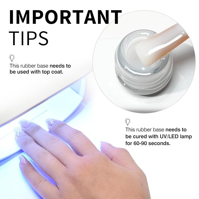 CANNI Rubber Base Gel Set - 6 Colors Milky White Clear Pink Nude Builder Nail Gel for Nail Strengthening, Soak Off UV LED for Natural Nails, DIY Manicure Salon Use Women & Girls