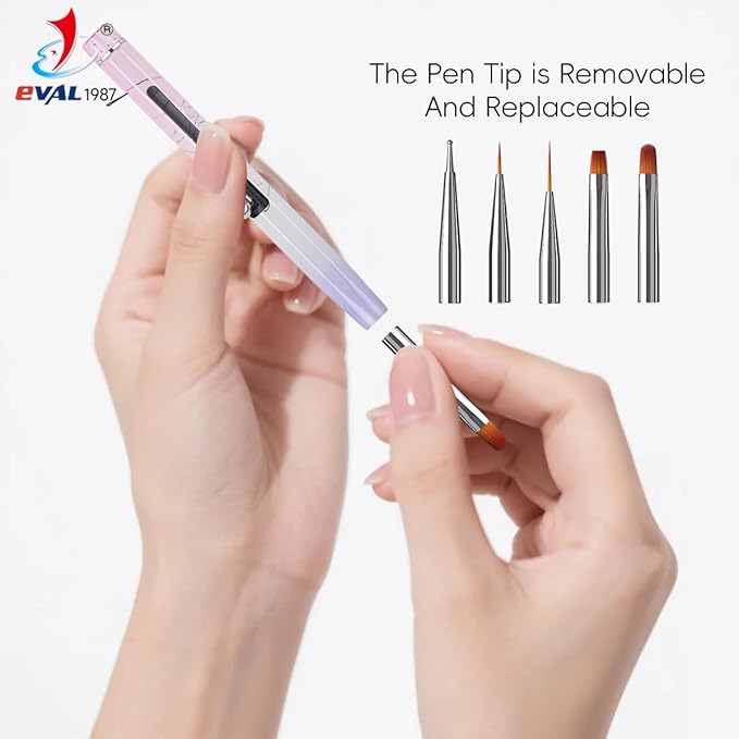 Nail Art Brushes Set, YIHUALE Push Contact Builder Nail Extension Gel Brush, Gel Polish Art Design Pen Painting Tools, Nail Art Liner Brush and Dotting Pen for Salon, DIY (Pink+purple, 2+3PCS)