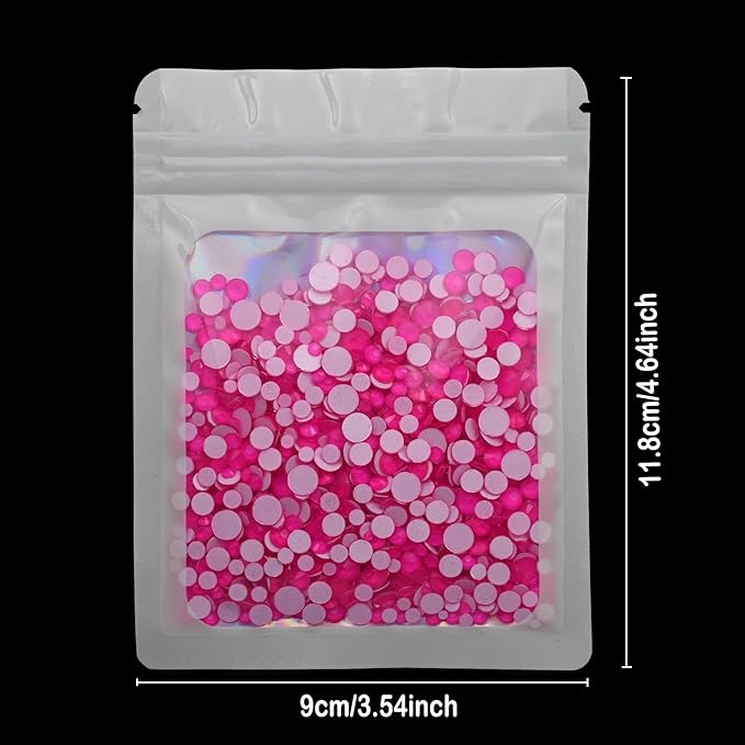 Flatback Glass Rhinestones,Bedazzler Gems Non Hotfix Crystal Rhinestones for Crafts Nail Charms Clothes Tumblers,Hot Pink Neon,Mixed Size,35g