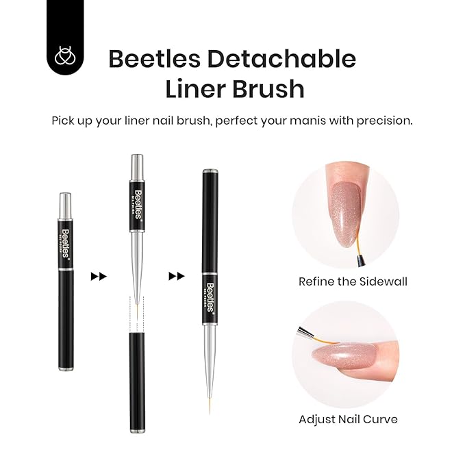 Beetles Builder Gel Kit-Star Cascade 4 Colors 7 in 1 Nail Thickening Strengthening Building Apex with Liner Nail Brush for Beginner DIY Salon at Home,Cat Eye Builder Nail Gel,UV & LED Lamp Needed
