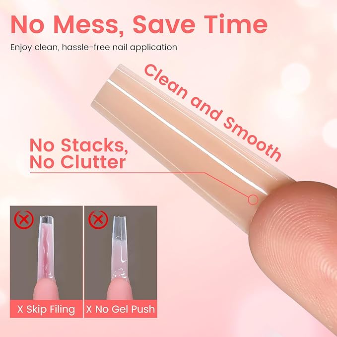 Sandwich Dual Nail Forms: 240PCS Nail Forms for Builder Gel, 15 Sizes Long Coffin Shape for Women Salon Home DIY