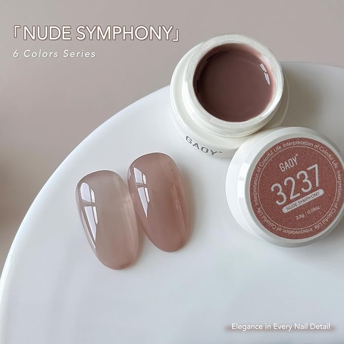 GAOY Natural Jelly Gel Nail Polish Set, 6 Colors Sheer Pink UV Gel Polish, for Salon Manicure & Nail Art DIY at Home, Nude Symphony