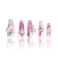 LOVFUL Press on Nails Victorian's Dreams | Handmade with Full Covered Crystals | Reusable Full Cover Nails | Coffin Classic Regular 1.3 in | H462-L