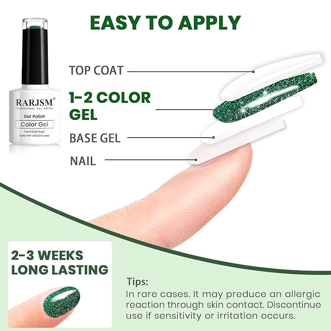 RARJSM Glitter Gel Polish, Olive Green Nail Polish Sparkly Shiny Gel Nail Art U V L E D Cure Need for Manicure DIY and Nail Salon 7.5ML