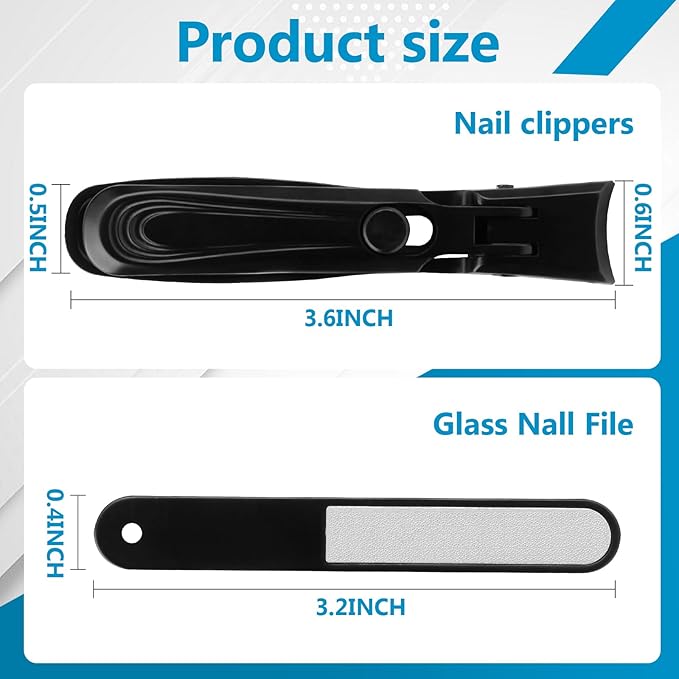 LINFOX German Nail Clippers Adult, Fingernail Clipper Ultra Sharp Sturdy Heavy Duty, Wide Jaw Anti Splash Lock Design, Professional Nail Cutter Premium Stainless Steel for Men, Woman, Seniors Black