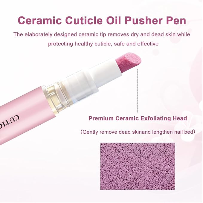 DreamCatching Ceramic Cuticle Pusher & Oil Pen, 1PC Gentle Cuticle Remover for Hangnails & Dry & Damaged Nails, Nail Care Pen for Repair & Nourish Nails