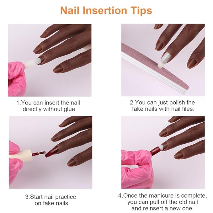 Practice Hand for Acrylic Nails with Stand Bracket, Silicone Fake Hands to Practice Fake Nails Mannequin Hand for Nails Practice and Nail Art Single Right Hand Color 6#