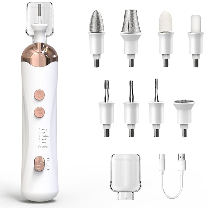Cordless Electric Nail File Set, Portable Electric Nail Drill Machine,Professional Manicure Pedicure Kit, 5 Speeds Hand Foot Care Tool for Calluses, Thick Nails, Grind, Trim, Polish