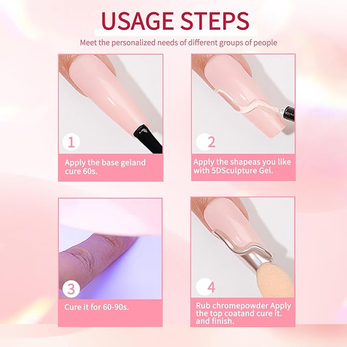 5D Nail Art Sculpting gel Kit-2PCS 10g/0.35floz Unleash Your Creativity in Art Sculpting 5D Nail Gel Dimensional designs Ideal for both professional and Home DIY