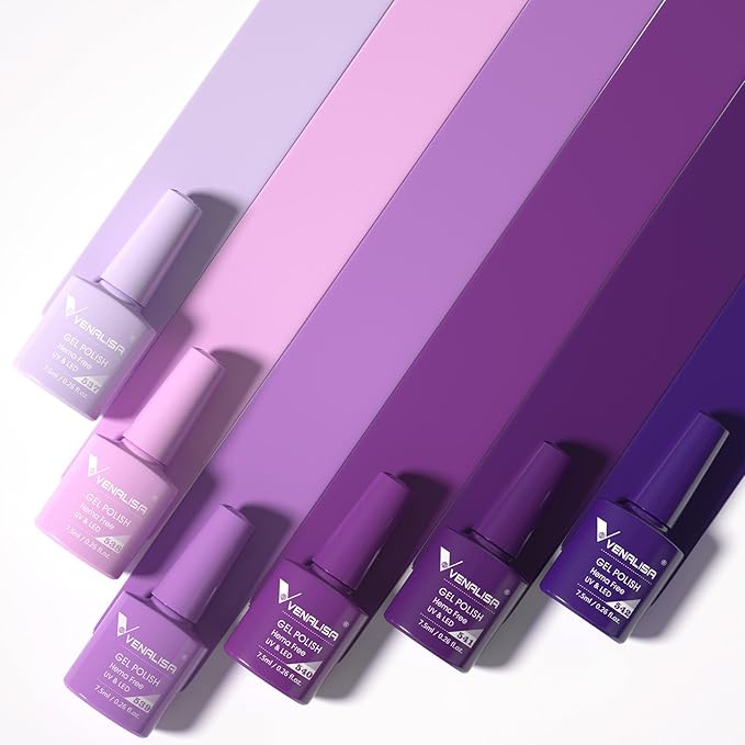 Venalisa Purple Gel Nail Polish Set - 6 Colors, Soak Off UV Gel, Salon Nail Art DIY at Home Manicure