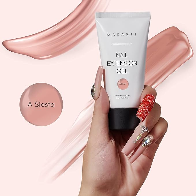 Makartt Poly Nail Extension Gel 50ML Nude Color A Siesta Bundle with Nail Dehydrator and Nail Primer Set Nail Bonder for Nail Prepping