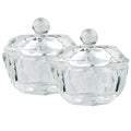 mollensiuer 2Pcs Clear Nail Art Acrylic Liquid Powder Dappen Dish Bowl Glass Crystal Cup Glassware with Lid for Nail Art Manicure Care Tools