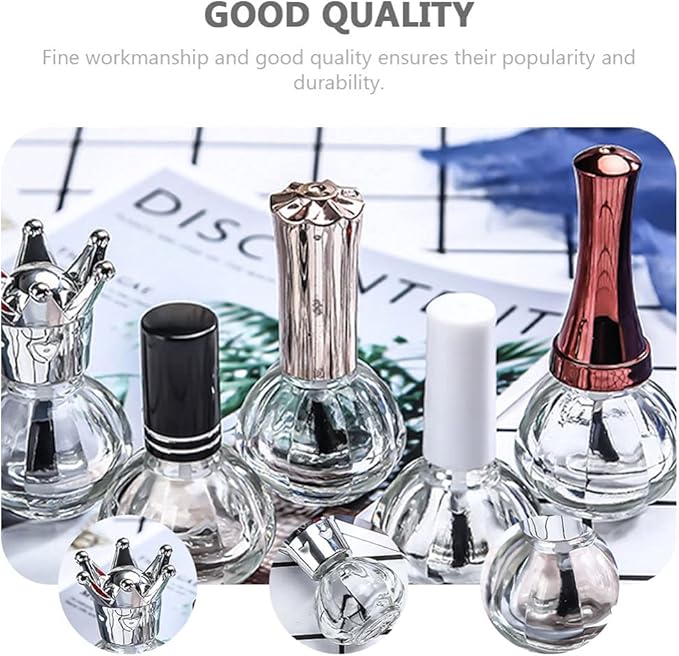 Beaupretty Glass Containers 6Pcs Empty Nail Polish Bottles Nail Container Nail Polish Dispensers with Brush Nail Art Supplies Nail Polish Holder