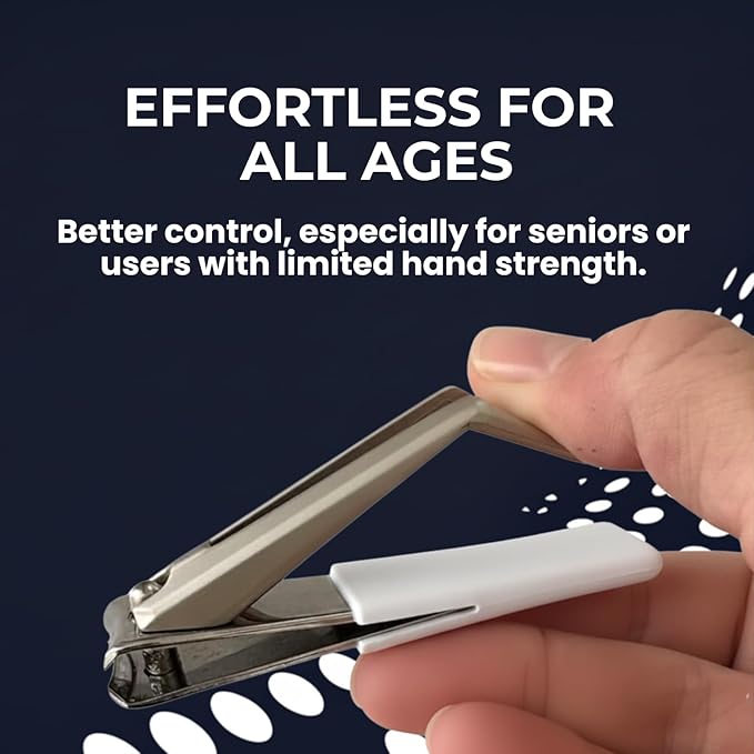 Nail Clippers, Stylish, Comfortable for Seniors, Fingernails, Premium Stainless Steel, Curved Edge, Wide Jaw, Ergonomic, Thumb Rest, Comfort Cuts, Women, Men, Teens, Special Needs, (Sky)