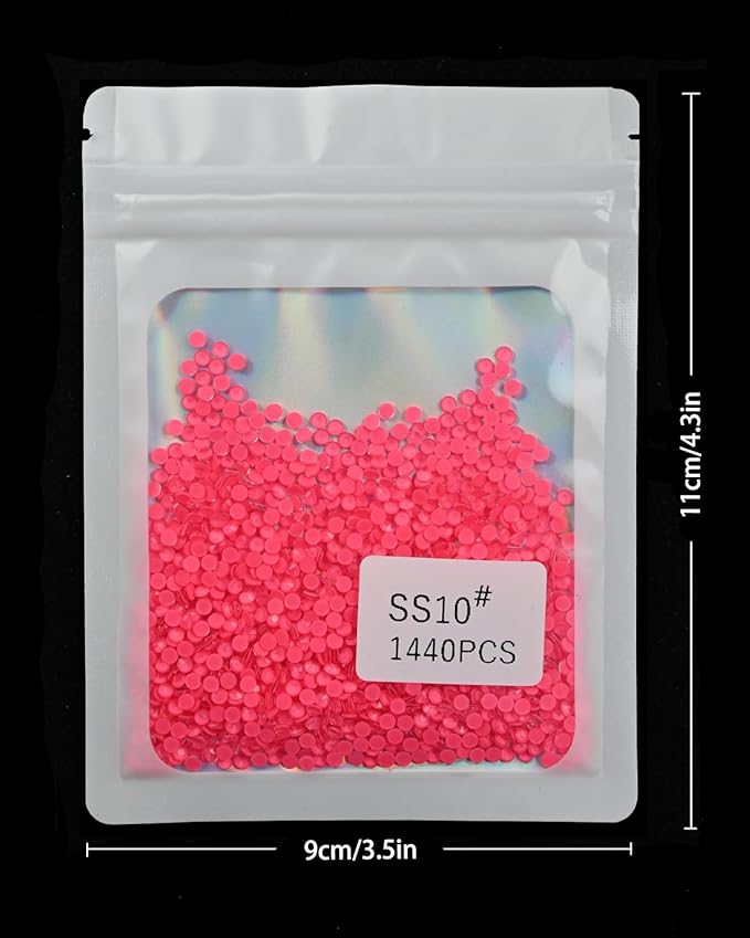 Flatback Glass Rhinestones,Bedazzler Gems 1440pcs Non Hotfix Crystal Rhinestones for Crafts Nail Charms Clothes Tumblers,Watermelon Red Neon,SS10