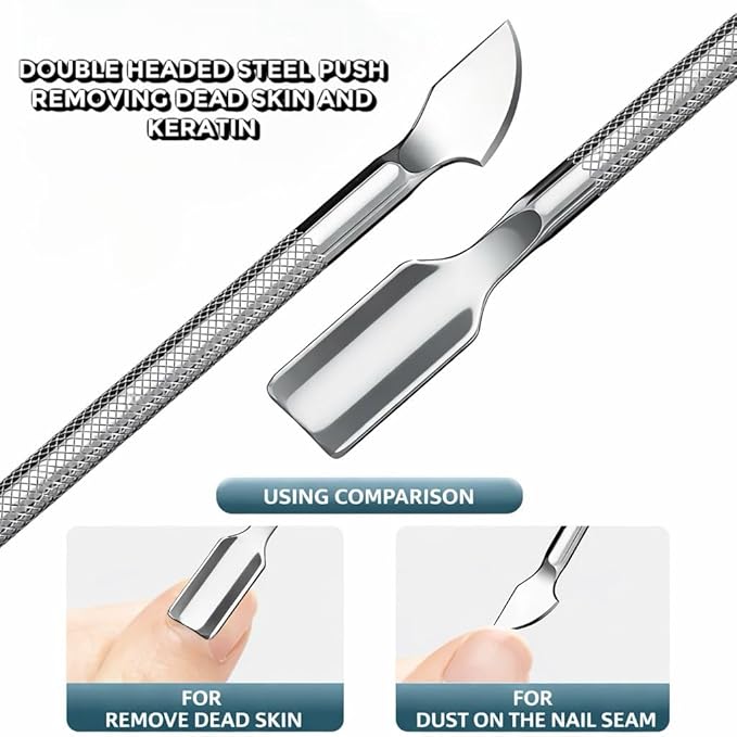 UM Supplies 4PCS Nail Care Set + Storage Pouch | Professional Cuticle Nipper with 2 Pushers and Nail Cutter Stainless Steel | Manicure Pedicure Tool | Jaw 14 (5mm) Double Spring