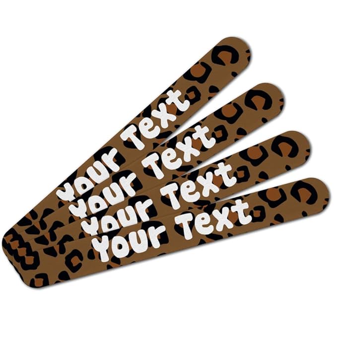 Personalized Custom 1 Line Leopard Animal Print Double-Sided Nail File Emery Board Set 4 Pack