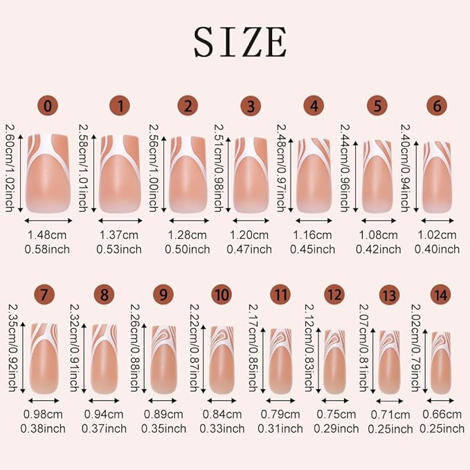 Black French Tip Press On Nails Medium Square Fake Nails with Heart Design Full Cover Matte Stick on False Nails for Women 120pcs 15Sizes