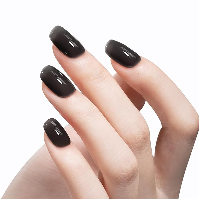 MAYCHAO 15ML Jelly Black Gel Nail Polish 1Pc Transparent Clear Black Gel Polish Soak Off UV LED Translucent Nail Polish Nail Art Starter Manicure Salon DIY at Home, 0.5 OZ