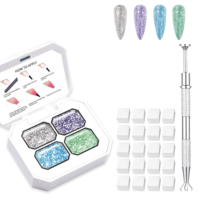 AIJIMEI Ombre Gel, Gradient Painting Gel, Nail Polishgel Ombre Color Palette, Including 100 Nail Sponges and Grabbing Pen Suitable for Salons and Family DIY (B2)