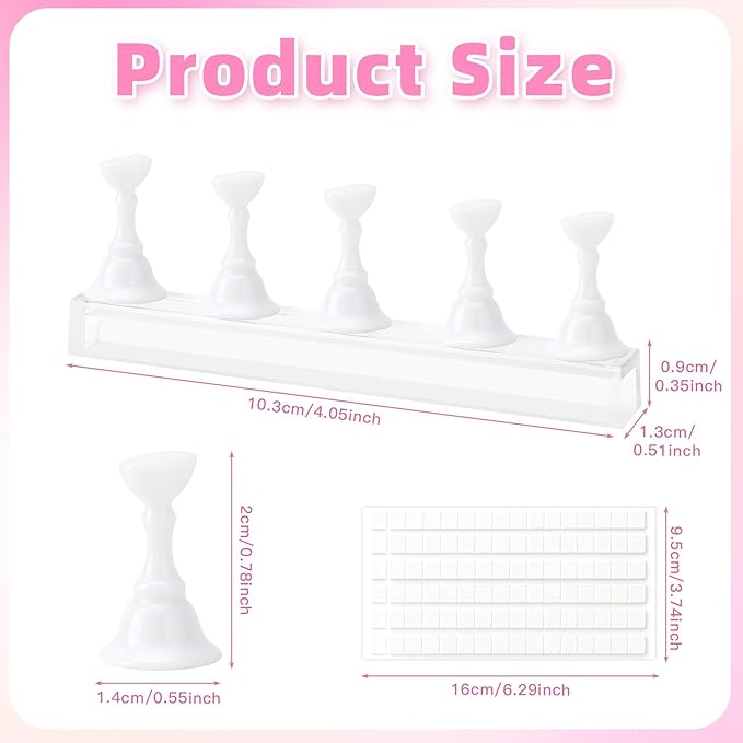 Nail Stand Nail Holder for Painting Nails 2 Sets Press on Nails Stand Display with 96 Pcs Reusable Adhesive Putty Clay Magnetic Acrylic Nailss Art Tools Accessories for Home DIY Salon Supplies White