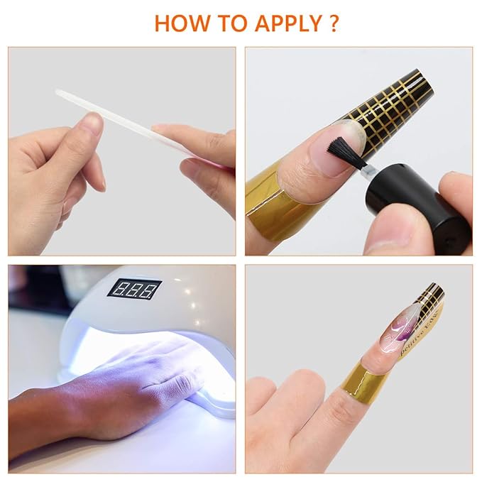 200 PCS Nail Forms for Builder Gel, AHIER Self-adhesive Nail Extension Forms for DIY at Home Professional Nails Art Supplies
