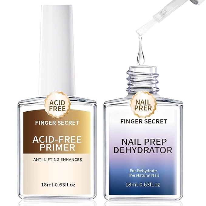 Acid-Free Primer and Nail Prep Dehydrator Ph Bonder for Gel Polish Poly Gel Flase Press on Nail Acrylic Nails Fast Dry Prep Kit for Design Art No Lift 18ml
