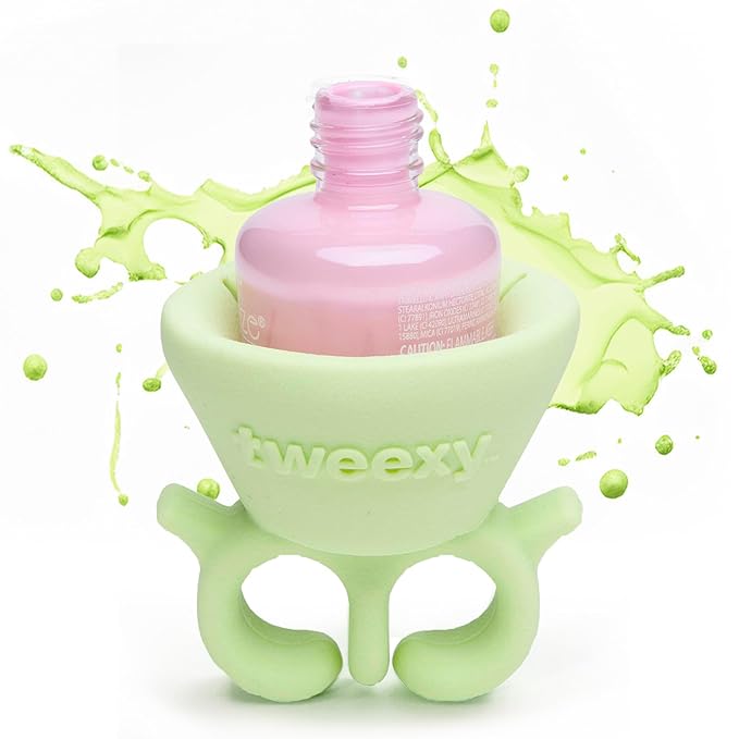 tweexy Wearable Nail Polish Holder Ring - Nail Polish Bottle Holder for Easy Application | Perfect for Fingernail Painting, Manicure & Pedicure | Nail Polish Accessories (California Green)