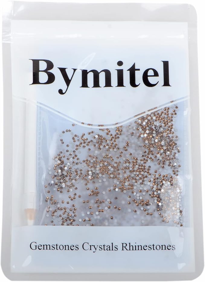 2880PCS Art Nail Rhinestones Non Hotfix Glue Fix Round Crystals Glass Flatback for DIY Jewelry Making with one Picking Pen (ss3 2880pcs, Smoked Topaz)