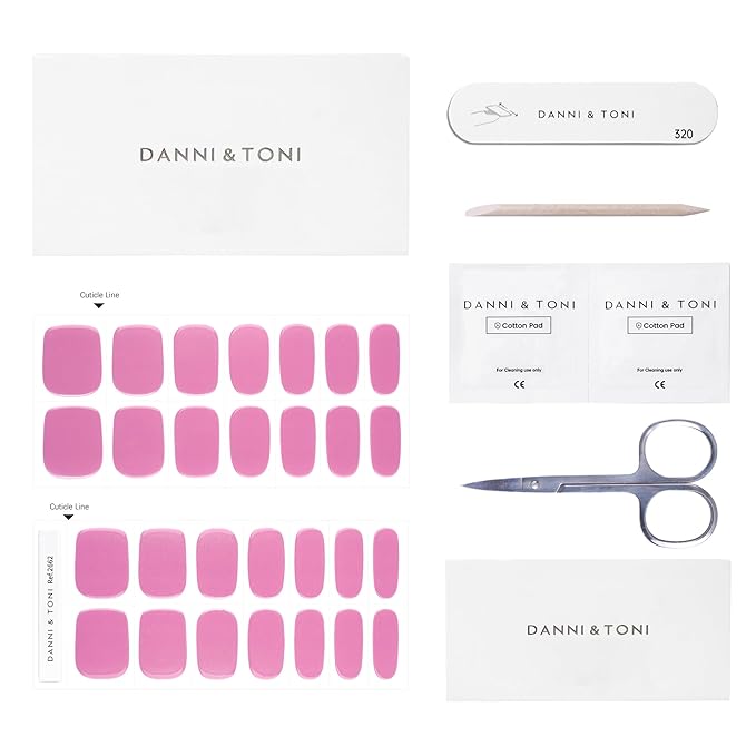DANNI & TONI Semi Cured Gel Nail Strips Pinkish Purple (Luminous Shine) Mauve Gel Nail Wraps 28 Stickers